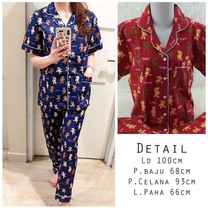 BESS - Piyama CP / Stelan Baju Tidur Murah / Corak TEDDY BEAR