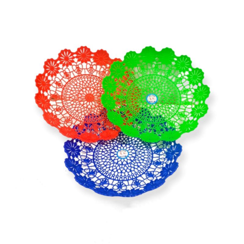 murah piring anyam rotan plastik motif bunga 22 cm warna   plate