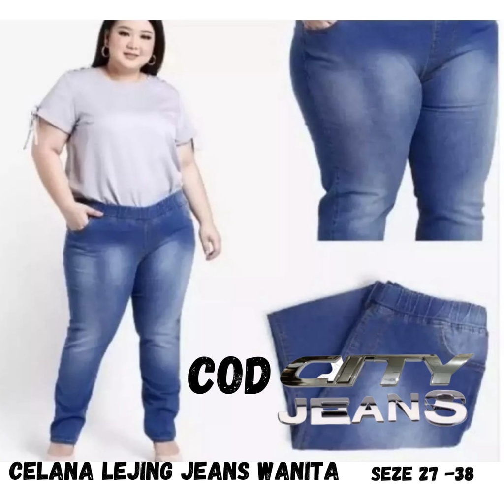 CELANA LEGGING DENIM BIG SIZE /CELANA LEGING DENIM UKURAN BESAR--.