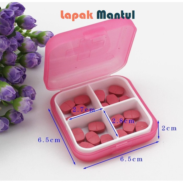 LM-0122 Kotak Obat 4 Sekat - Kotak Penyimpanan Obat - Kotak Tempat Vitamin Serbaguna