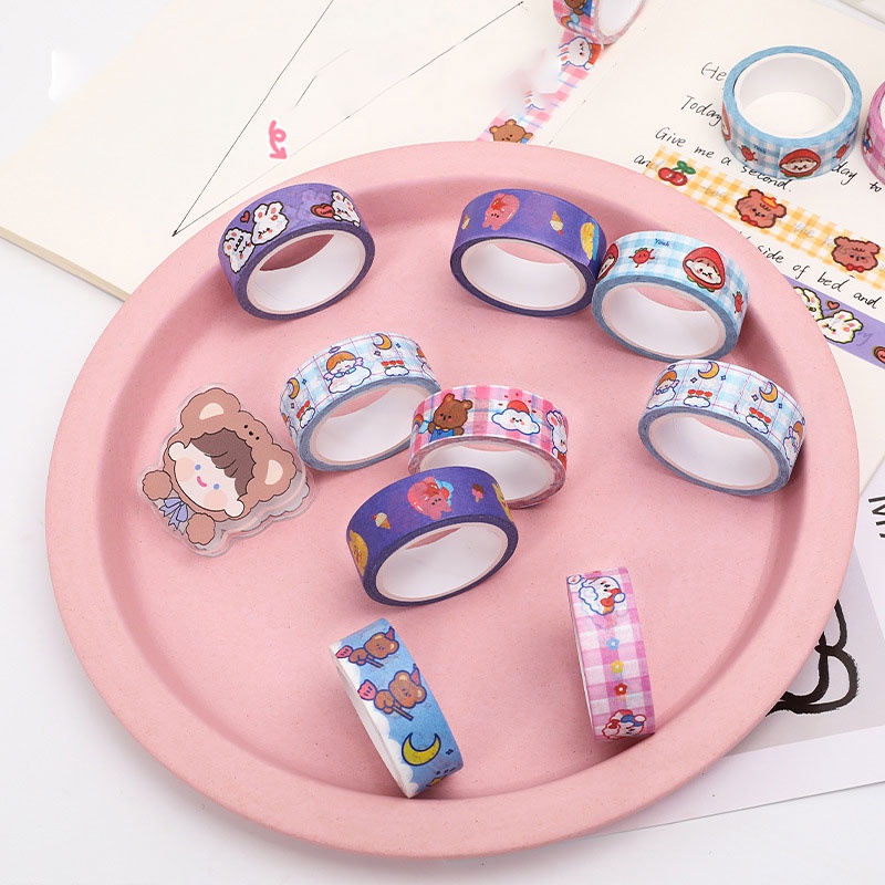 1 Pc Hewan Lucu Washi Tape Decor Masking Tape Jurnal Scrapbook Dekorasi DIY