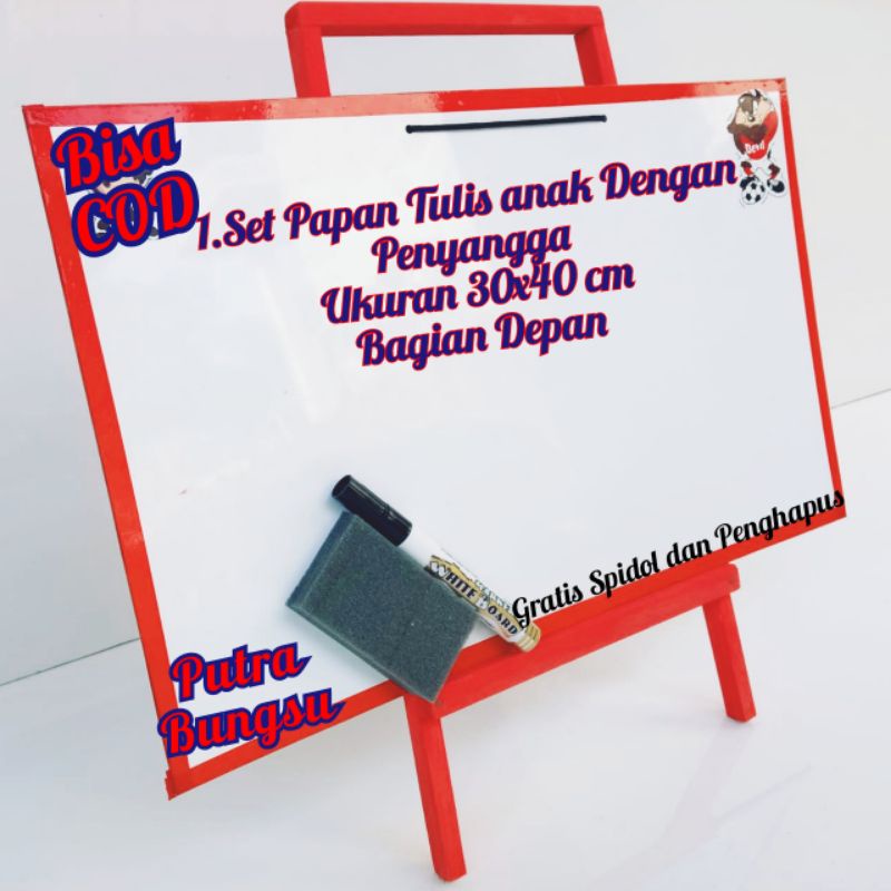 

Papan Tulis Anak Dan Penyangga/Papan Tulis Anak Ukuran 30x40cm/Papan Tulis Belajar Anak/Papan White Board Anak/Papan Tulis Anak White Board/Gratis Spidol Dan Penghapus