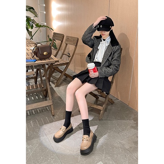 FD Docmart Shoes Wanita Loafers Kekinian Sepatu Flat Kerja Terbaru Korean Style KI-015