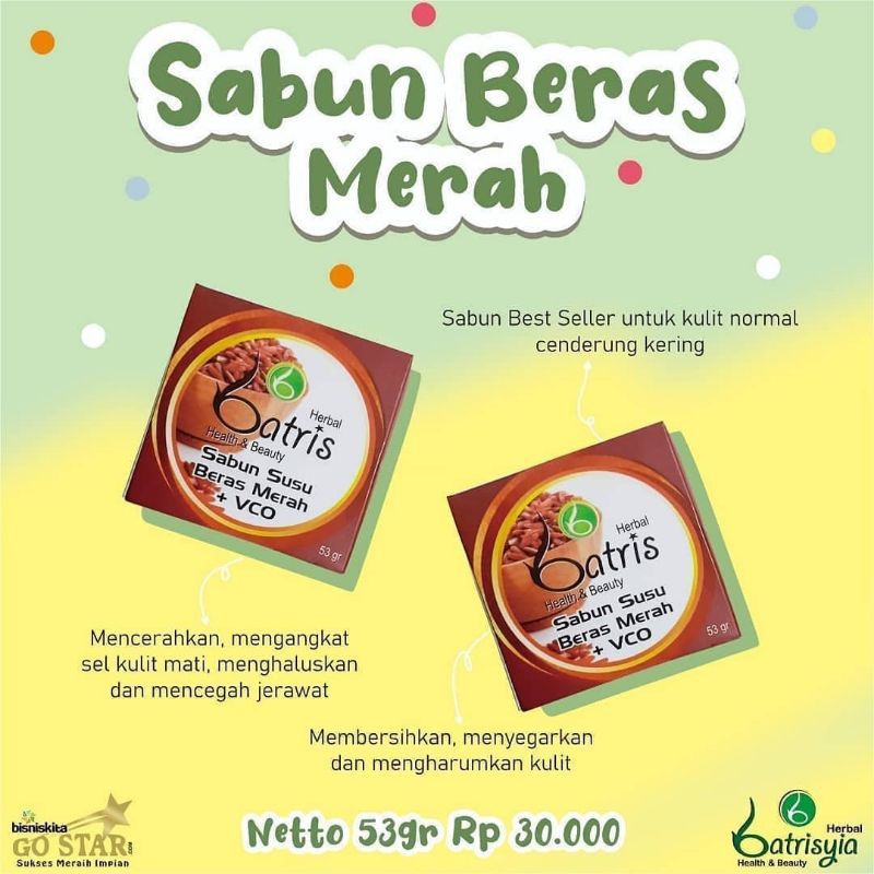 SABUN VCO BERAS MERAH BATRISYIA/SABUN BERAS BATRISYIA/ SABUN VCO BERAS SUSU BEST SELLER!