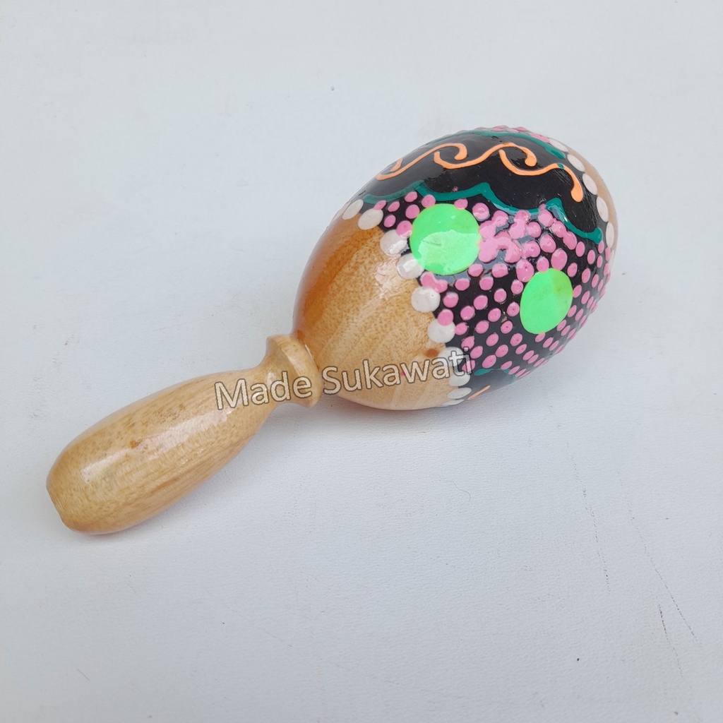 Alat musik marakas shaker telur stik maracas kayu lukis mainan anak