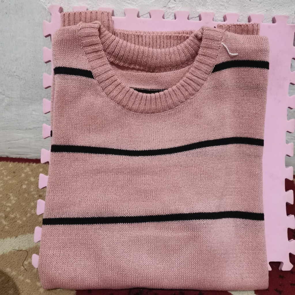 Atasan Rajut Sweater Rajut Knit Zia Adeline-Dusty - Hitam