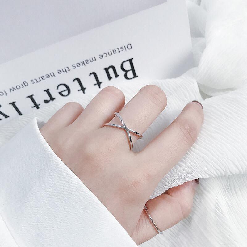 ❄ TMALL ❄ A034 Cincin Silang Fashion Korea Perhiasan Wanita Berongga 3 Dimensi Stainless Steel