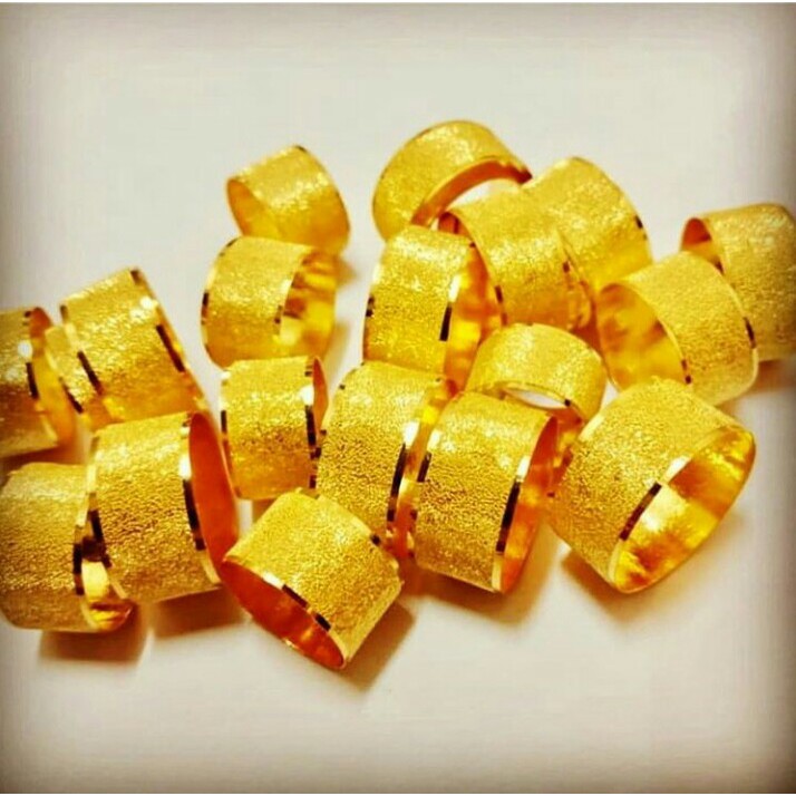 Cincin emas 875 23k emas pasir potong bambu