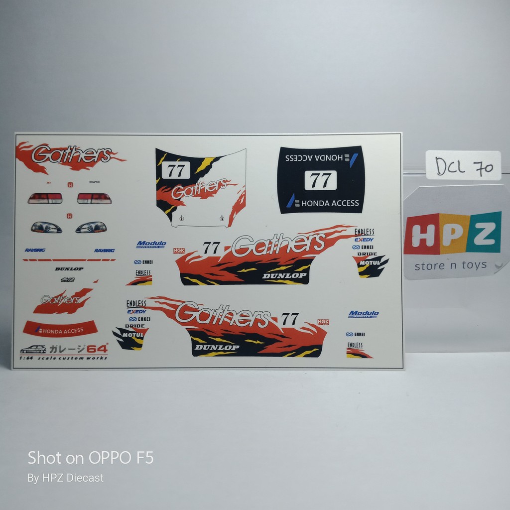 Decal Set Hotwheels Civic Si / Ferio Gathers - Transparant DCL70