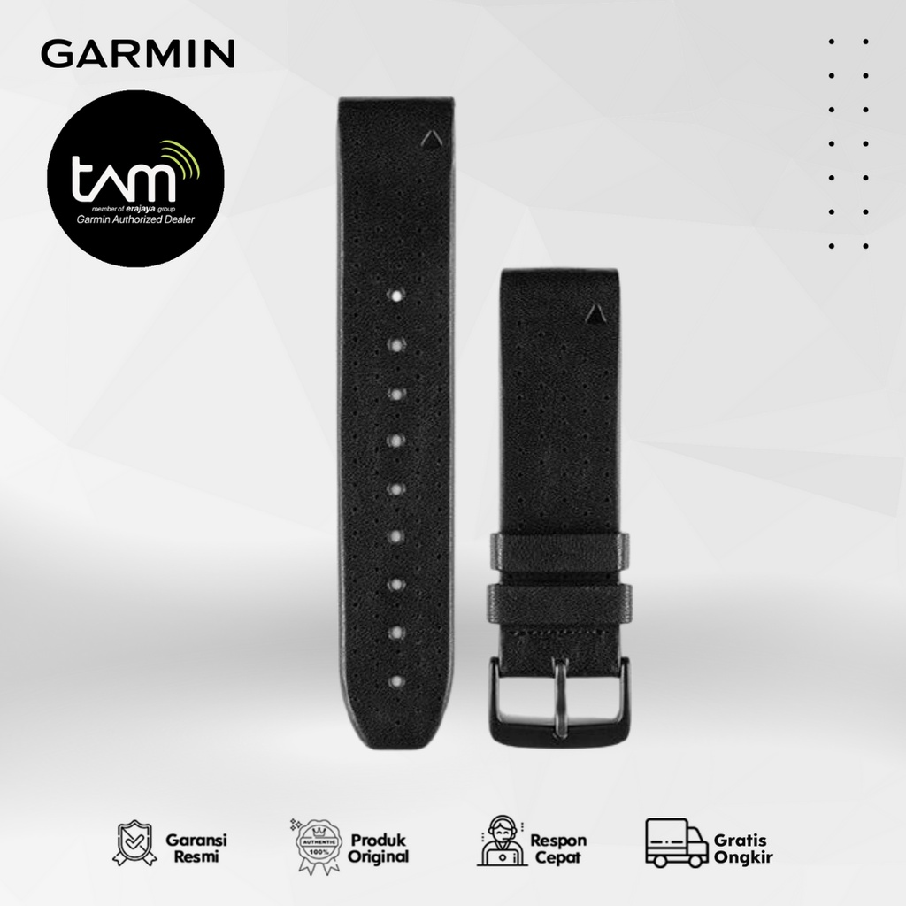 Garmin Band Quickfit 22mm Black Leather Fenix 5 - Strap Garmin Original