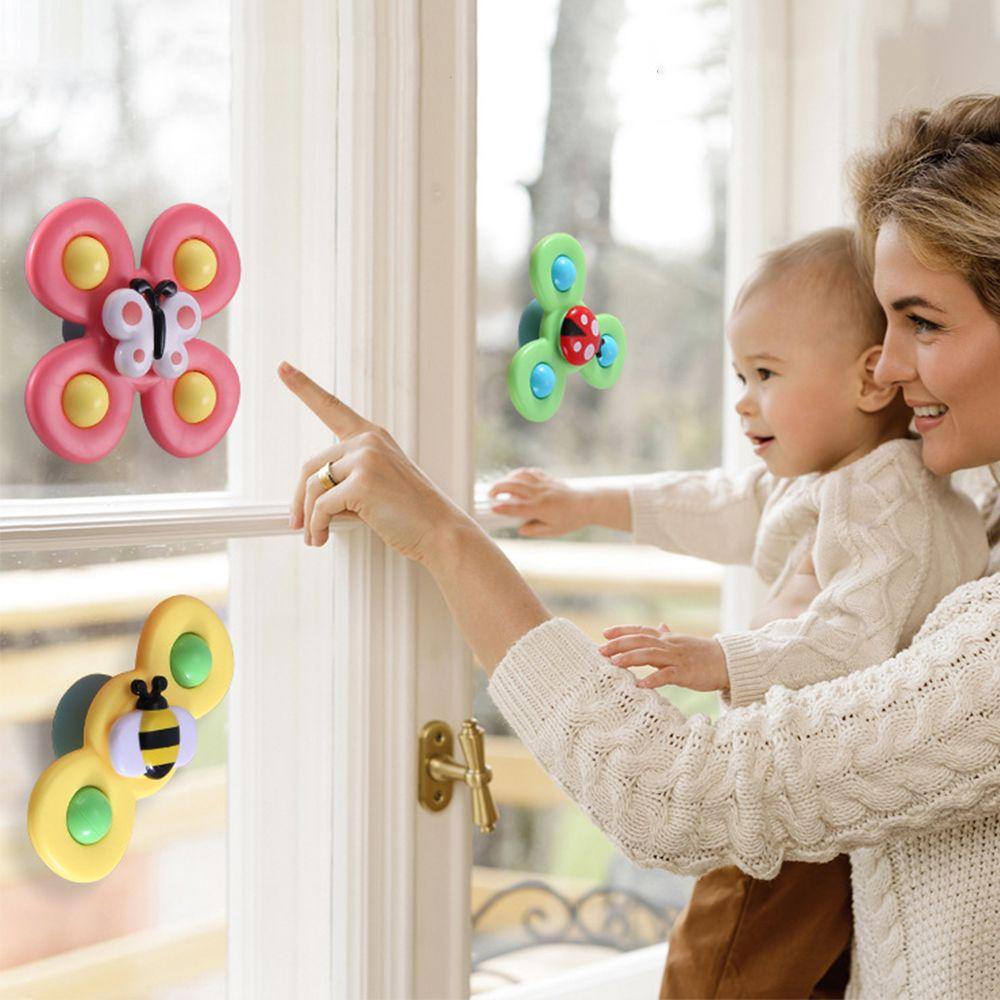 NEEDWAY Mainan Spinner Bayi 3pcs /set Baby Vision Training Ladybug Bee Belajar Dini Dengan Suara Kartun Berputar Mainan