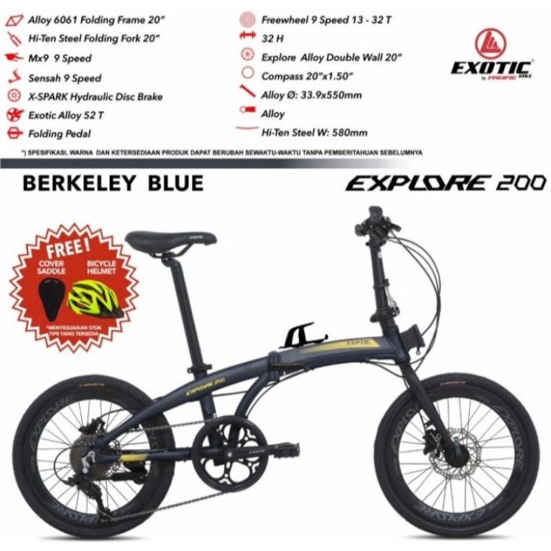 Sepeda Lipat 20 inch PACIFIC EXPLORE 200 ALLOY 9 Speed  Rem Hydraulic