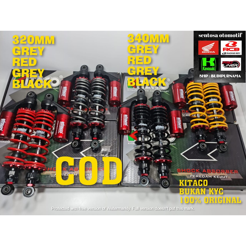 (KITACO) K999 REBOUND - SHOCK TABUNG BELAKANG 320MM DAN 340MM RED/ BLACK/ GREY/ YELLOW