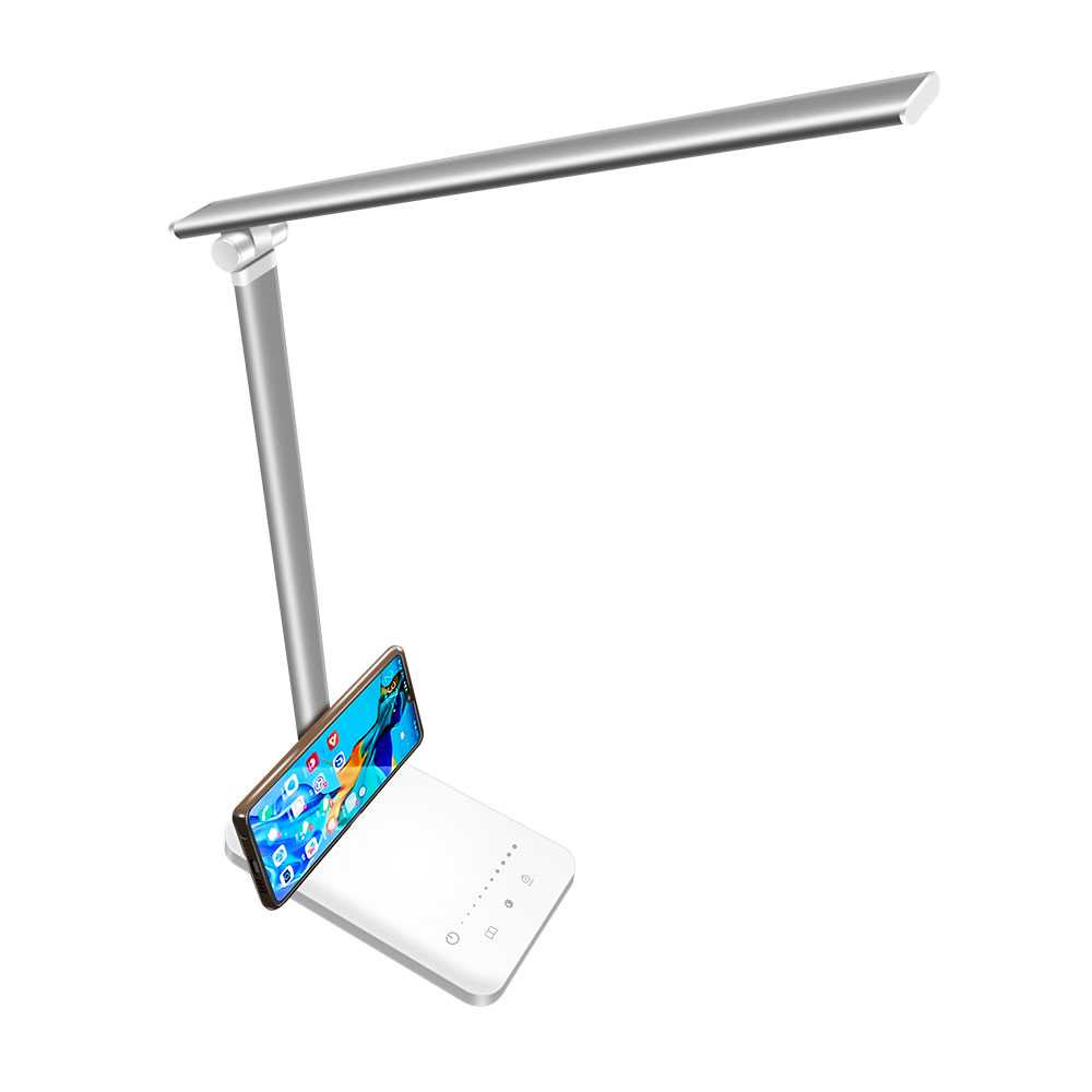 Lampu Baca Meja Belajar LED Holder Smartphone Desk Lamp USB Rechargeable Battery Premium Import Berkualitas