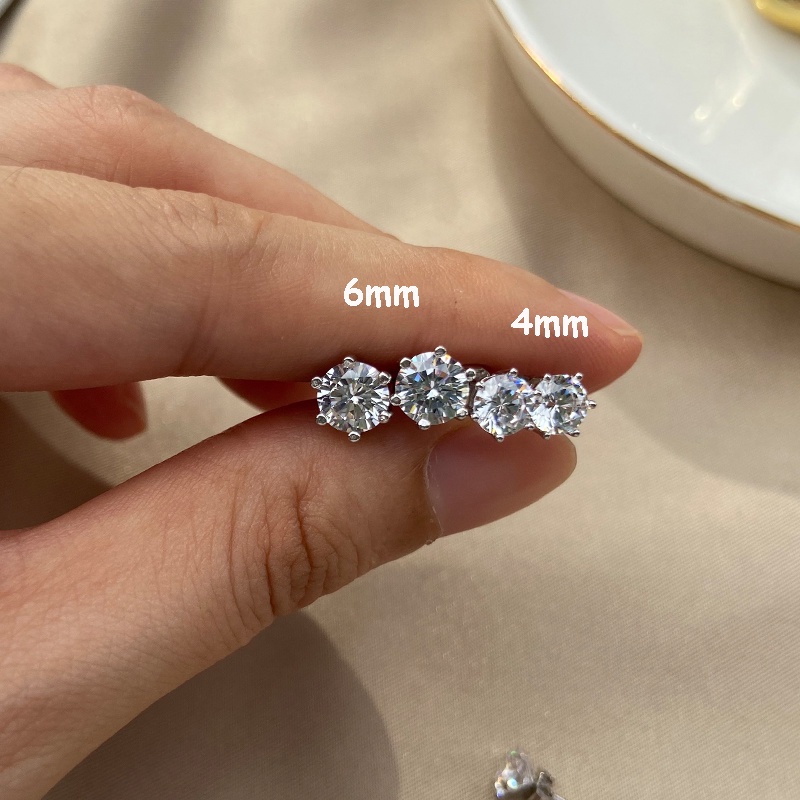 Roselife 1 Pasang Anting Tusuk Sterling Silver 925 Model Mahkota Hias Kristal Kubik Zircon Untuk Wanita