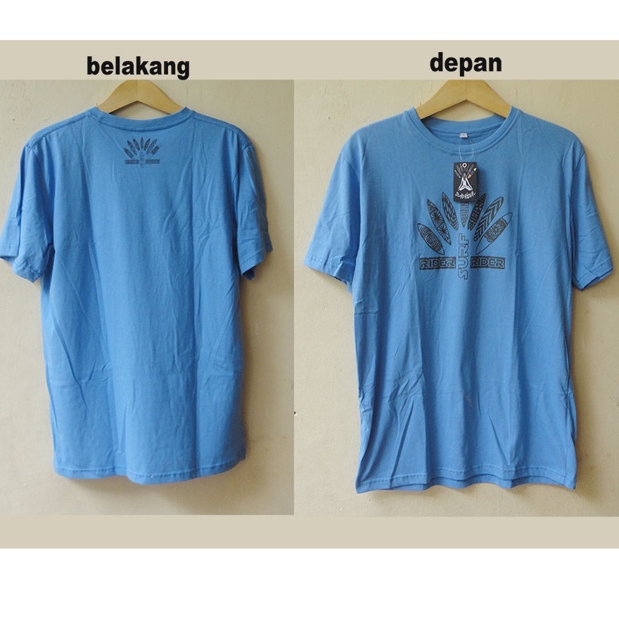 Kaos Surfing Premium Surfrider  Logo Depan Belakang Warna Biru Langit