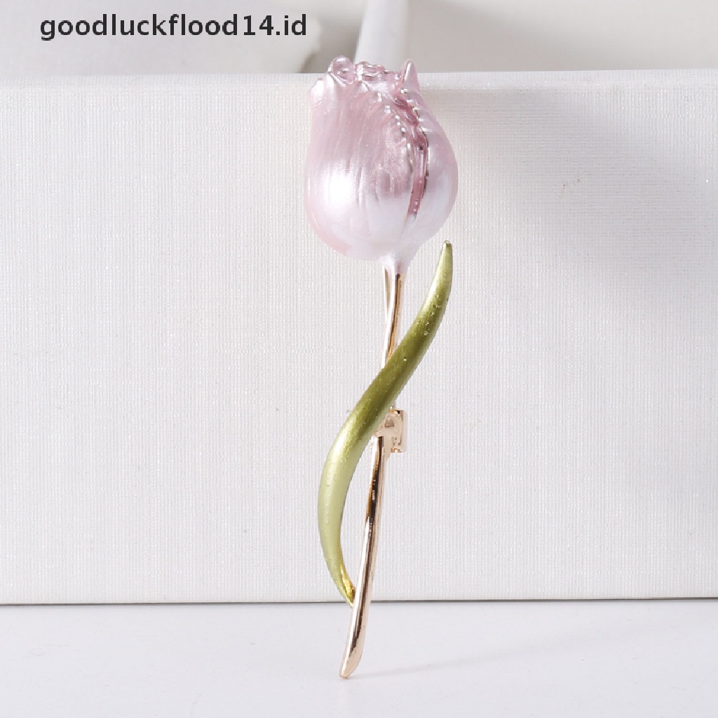 [OOID] New Enamel Tulip Brooches For Women Flower Wedding Office Party Brooch Pins Gift ID