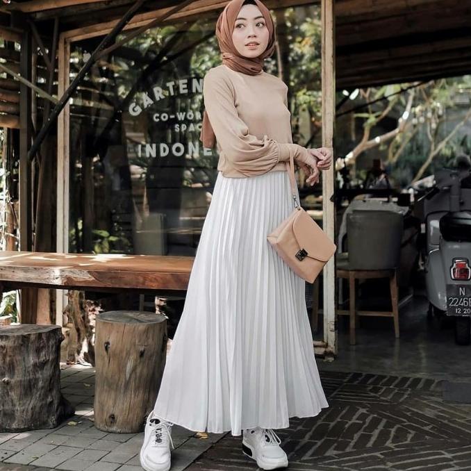 Rok Plisket Putih Murah Jumbo Termurah