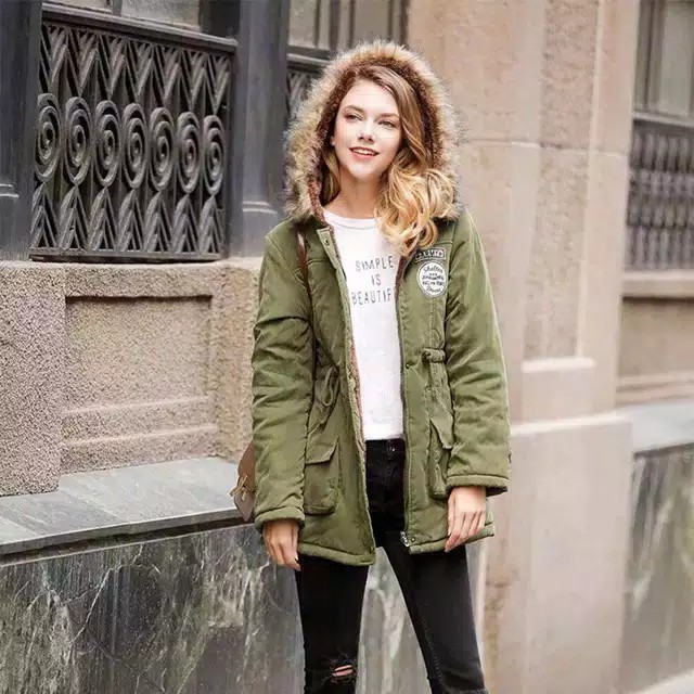 Jaket Import Wanita Parka Bulu Musim Dingin Winter Musim Hujan- Jaket Motor Wanita Anti Angin Import-6