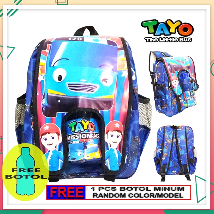 FREE BOTOL !!! Tas Ransel anak Laki-laki Sekolah TK / SD karakter TAYO TERMURAH!!