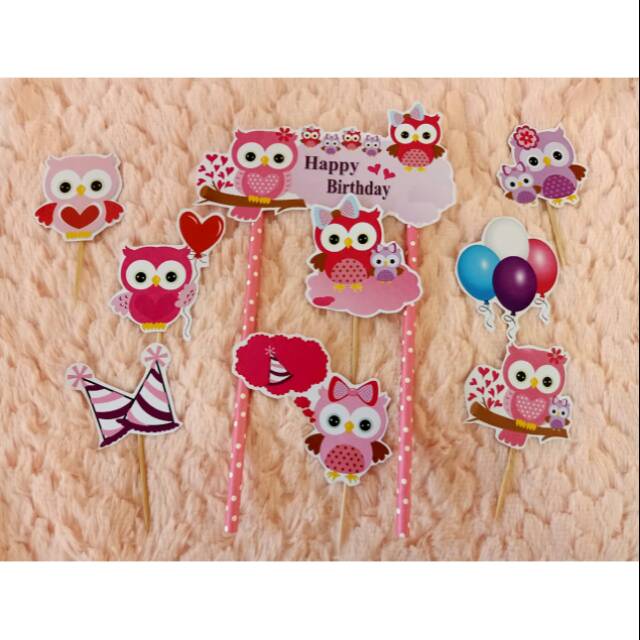 Topper Owl Hiasan Ultah topper kue dan topper puding