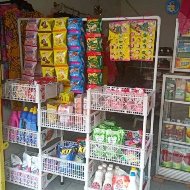 RAK DAGANGAN rak warung rak susun Keranjang susun Rak chiki rak snack rak