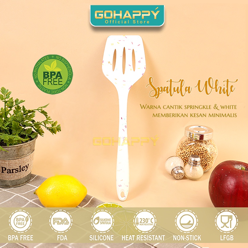 SUTIL SPATULA Silikon White Sprinkle 2041 Turner Silicone Sendok Masak tahan panas FDA Silicon