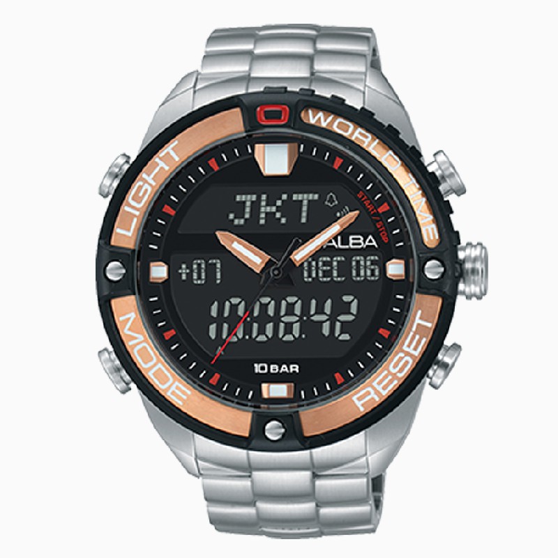 Alba AZ4038X1 Analog Digital Jam Tangan Pria Original AZ4038 Stainless Steel