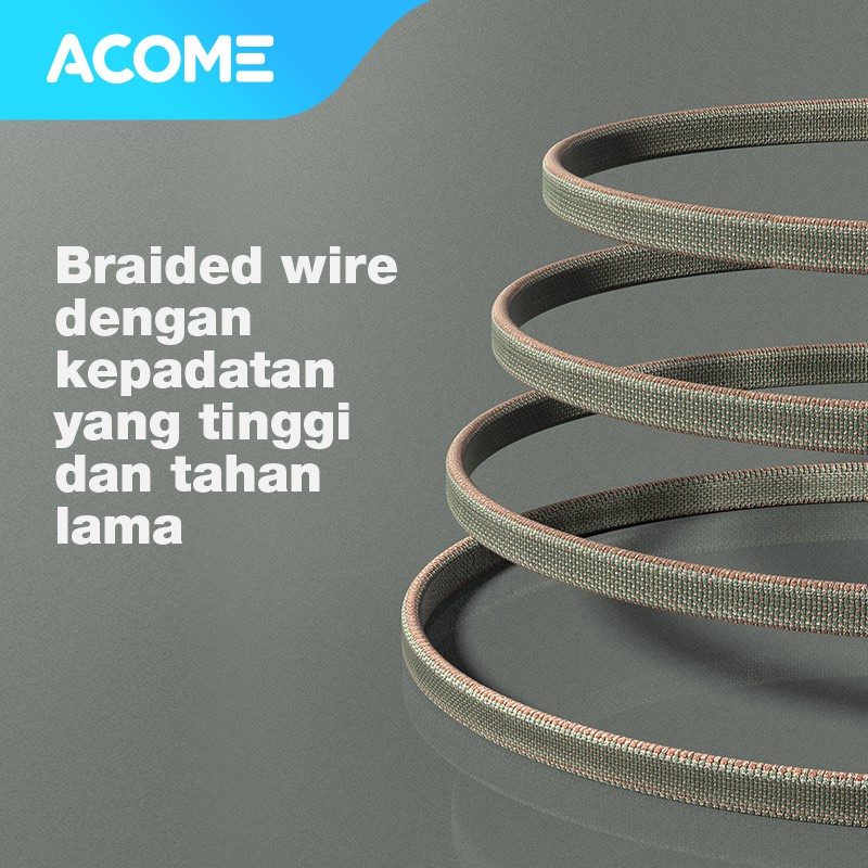 ACOME Kabel Data Type-C 100cm cable  AiC Fast Charging 3A Garansi Resmi 1 Tahun AKC-010