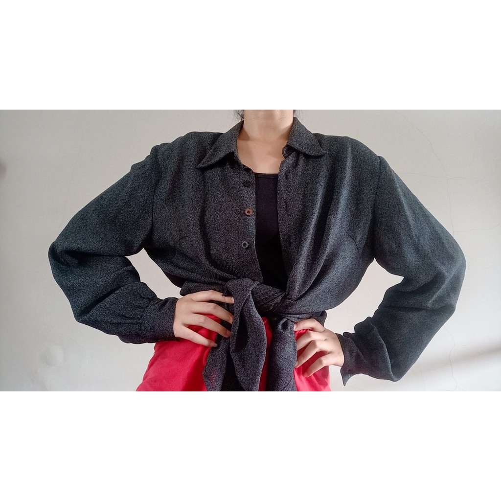 Kemeja Sheer Hitam Panjang Kekinian