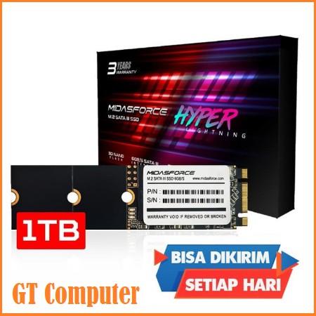 SSD M2 SATA 1TB MIDASFORCE M.2 2240 2260 2280 (Garansi RESMI 3thn)