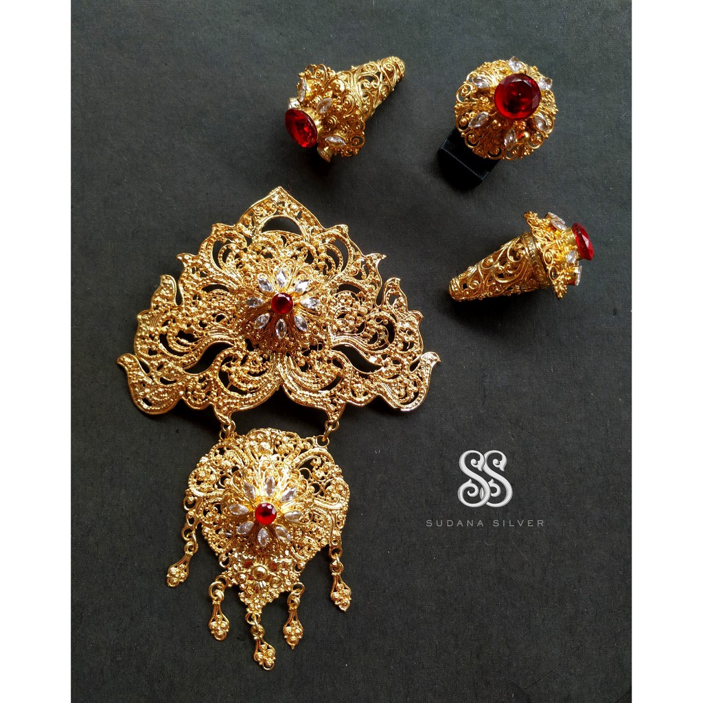 Bros Sirkon Merah Putih Gold Plated Alpaka Aksesoris Bali