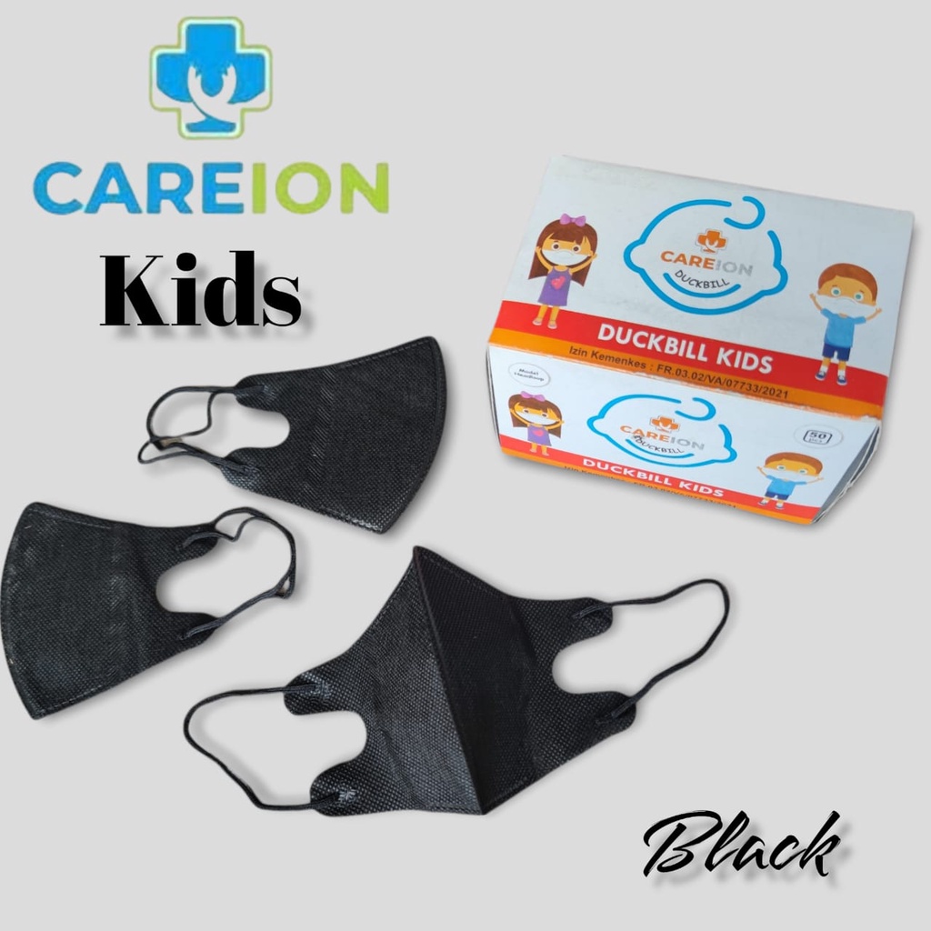 CAREION - DUCKBILL 3PLY ANAK POLOS PUTIH BOX ISI 50 MEDICAL GRADE