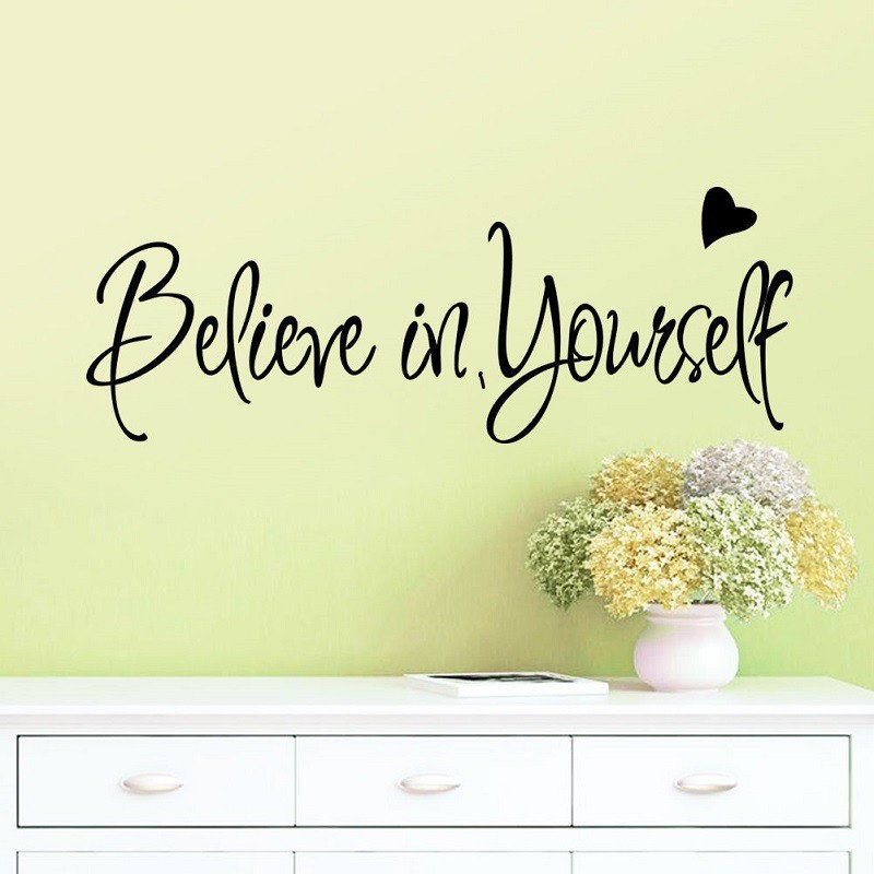 ELFYDO - STC002 Sticker Dinding Kata Quote  Believe In Yourself Wall Sticker