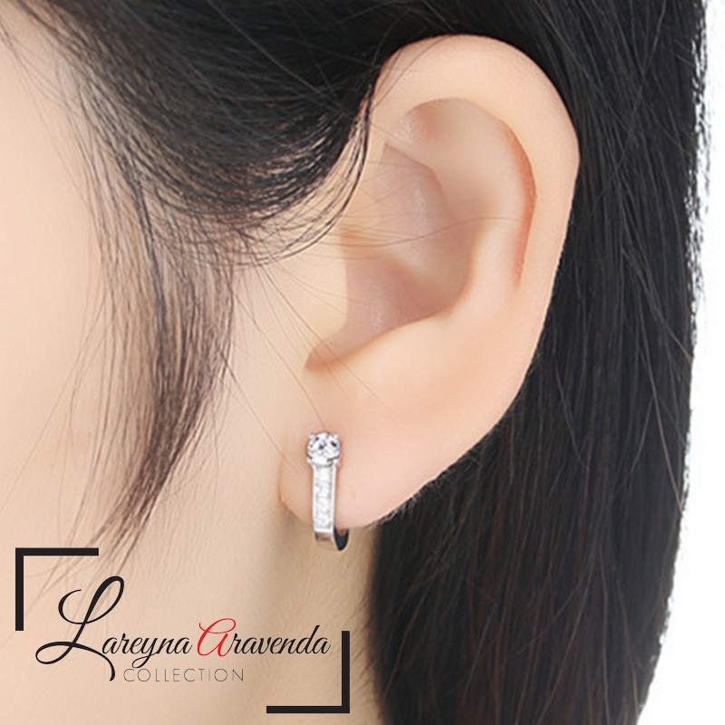 Anting Wanita Titanium Motif Kristal Crystal Vertikal Unik AT078-2