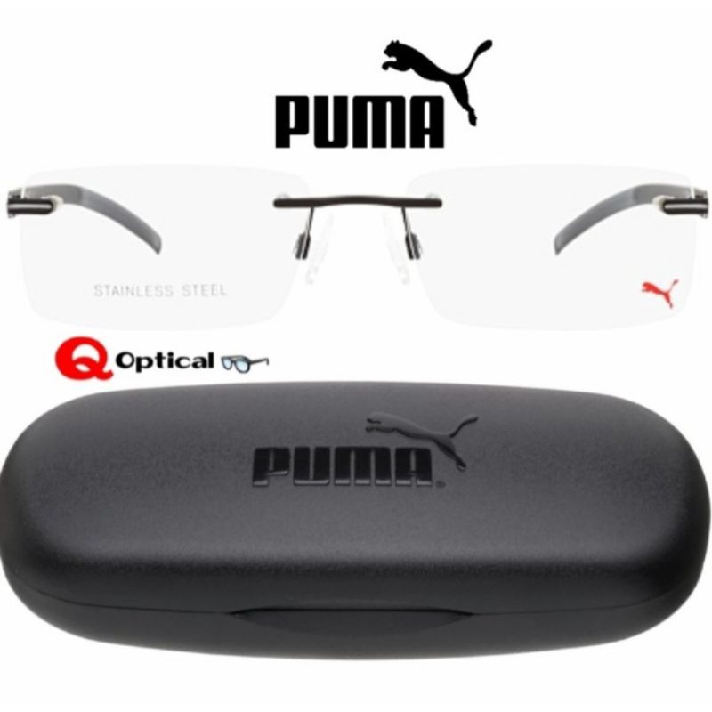 Kacamata Frame Pria Original Puma PE00220 009 S-55 Black - Rimless Model Elegan
