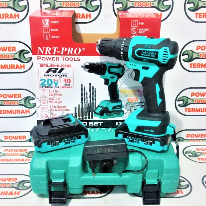Bor Cordless Set DC-740 NRT PRO Brushless 20V DC 740 Bor Baterai 20 V