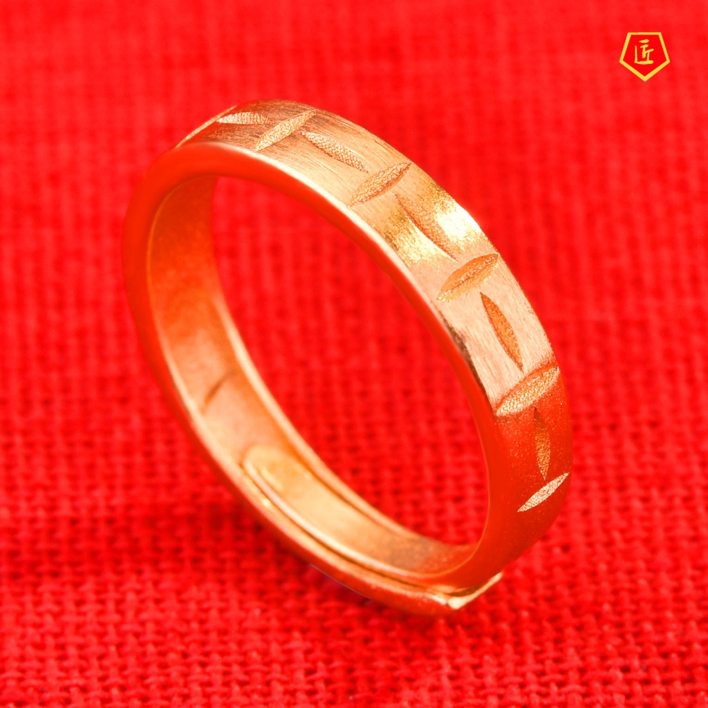 [Ready Stock]Fashion Geometry Pattern Graphic Carven Design Gold Ring