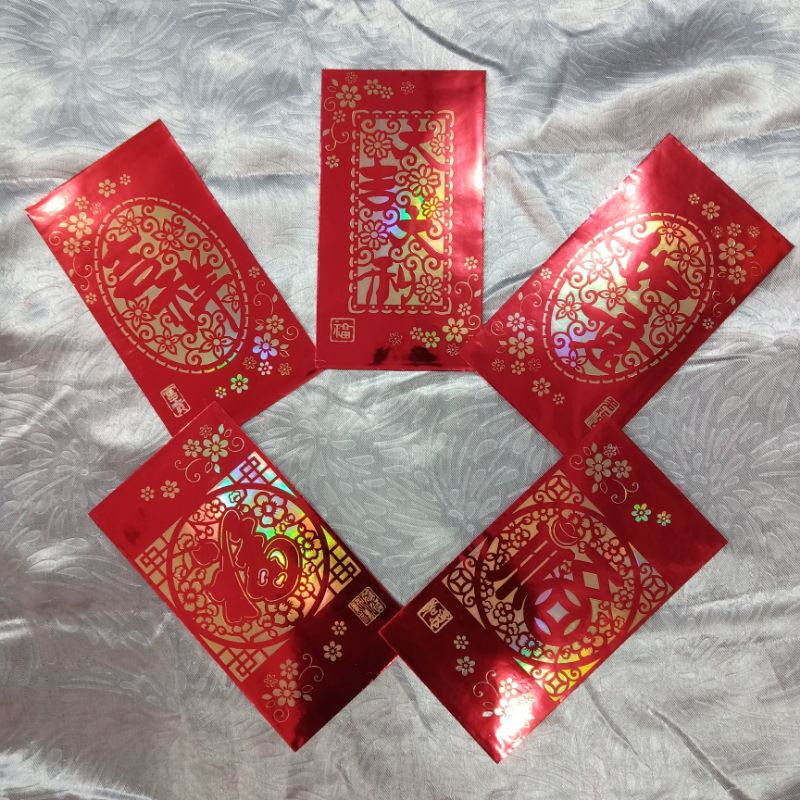 

angpau imlek panjang 9 cm x 16.5 cm tulisan / aksara fuk / fu