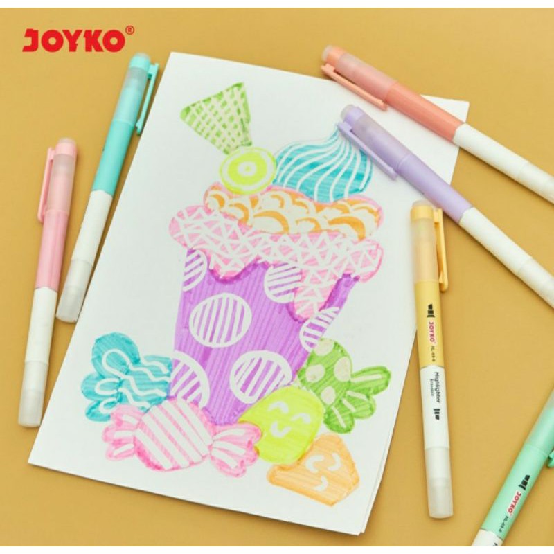 Erasable Highlighter Joyko HL-69-6 / Highlighter Bisa Dihapus 6 Warna