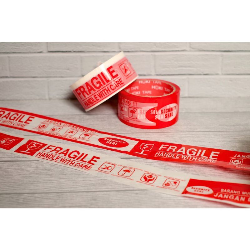 Lakban Jangan Dibanting Frigale ( Merah / Putih ) 48MM x 70 M x 45 mic
