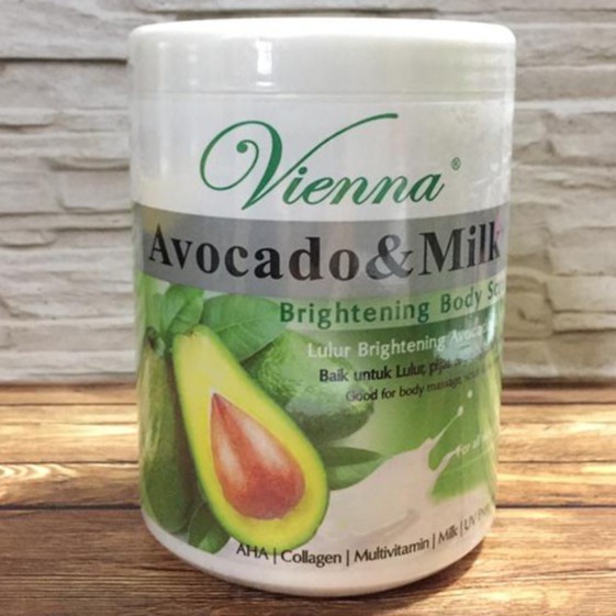 Vienna Brightening Body Scrub Lulur Vienna Avocado & Milk 1000 gr