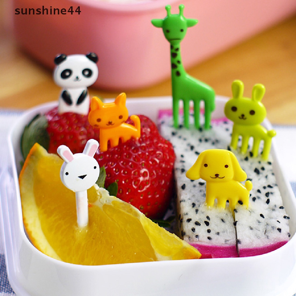 Sunshine 1 Set Garpu Buah / Snack Mini Bentuk Kartun Hewan Untuk Anak