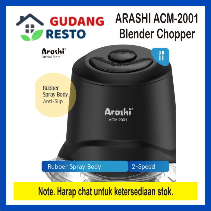 COD  ARASHI ACM 2001 BLENDER FOOD CHOPPER 2 L ACM-2001 PROCESSOR / PENGGILING / PELUMAT DAGING BUMBU ES