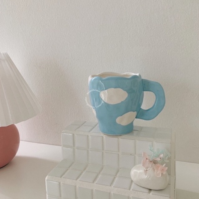 YONA Teacup Cangkir Teh Aesthetic Set Dengan Piring Tatakan Saucer Motif Awan Dessert Plate Piring Kecil Mug Kopi Gelas Susu Minimalis Ala Korean Homecafe Vintage Ins Retro Keramik Kaca Homecafe Glass Korea Properti Foto Pajangan Dekorasi Peralatan Makan