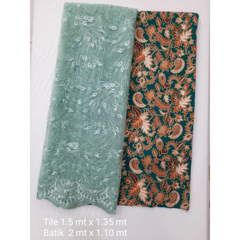 Bahan setelan kain batik dan tile akar mutiara cantik murah bisa untuk seragaman