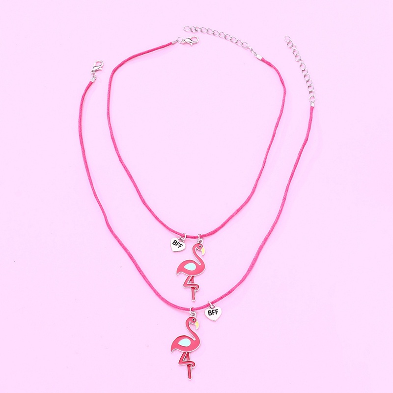 2pcs / Set Kalung Liontin Flamingo Untuk Pria Dan Wanita