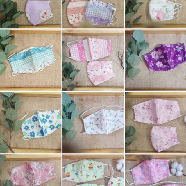 Masker kain motif bunga