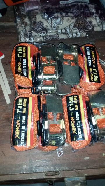 Xenon 400kg Tali Pengikat Barang Motor Ratchet Tie Down Set 1 In X 5 M