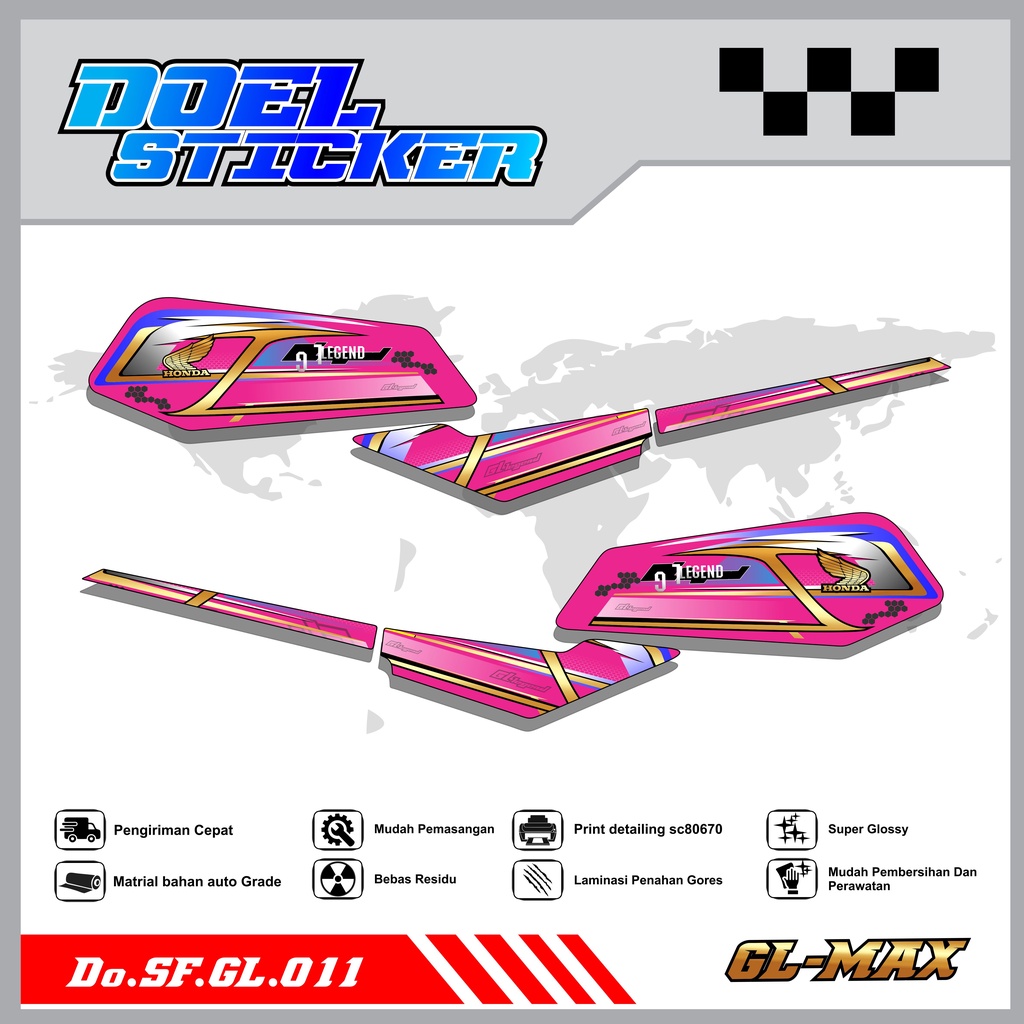 Sticker Striping GL PRO , MAX List Variasi Hologram pelangi,Crome Doel 011